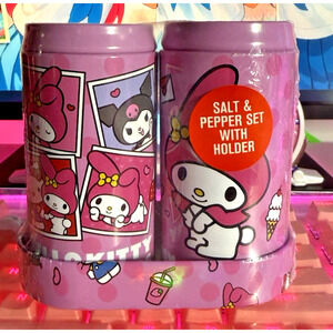 Hello Kitty & Friends Salt and Pepper Shaker Set & Holder 2024 Sanrio Tin Metal